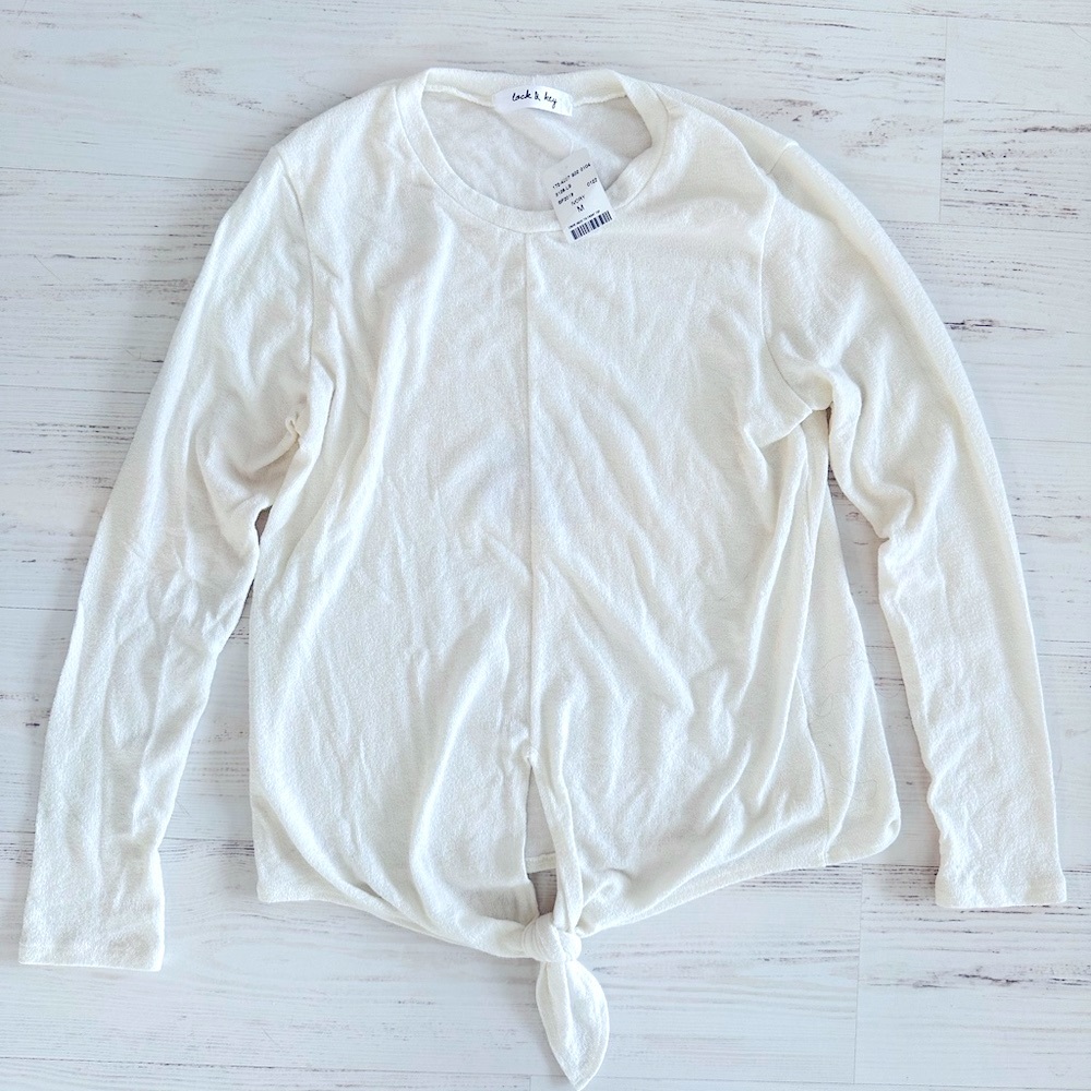 Lock & Key Long Sleeve Tie-Front Top
